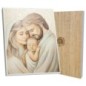 Cadre avec nativite effet brillant et relief sur bois laque blanc H. 9 x 12 cm.