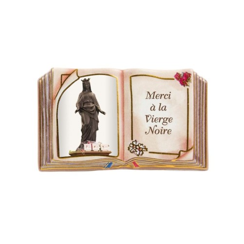 Plaque de remerciement en résine, forme livre à poser, image sérigraphiée, H 5 × 8 cm