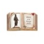 Plaque de remerciement en résine, forme livre à poser, image sérigraphiée, H 5 × 8 cm