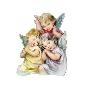 Magnet ou support a poser en bois image collée forme silhouette H. 7 cm, plusieurs saints.