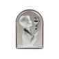 Support en bois a poser H. 7 x 4 cm sujet plaque laminee argentee de la communion, 2 modeles.