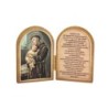 Diptyque en bois doré à chaud – 6 x 9 cm, image de saint avec prière, plusieurs saints.