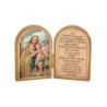 Diptyque en bois doré à chaud – 6 x 9 cm, image de saint avec prière, plusieurs saints.
