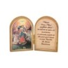 Diptyque en bois doré à chaud – 6 x 9 cm, image de saint avec prière, plusieurs saints.