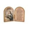 Diptyque en bois doré à chaud – 6 x 9 cm, image de saint avec prière, plusieurs saints.