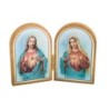 Diptyque en bois doré à chaud – 6 x 9 cm, image de saint avec prière, plusieurs saints.