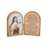 Diptyque en bois doré à chaud – 6 x 9 cm, image de saint avec prière, plusieurs saints.