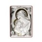 Support à poser ou suspendre H. 10 x 7 cm, plaque laminée argentée avec décor doré.