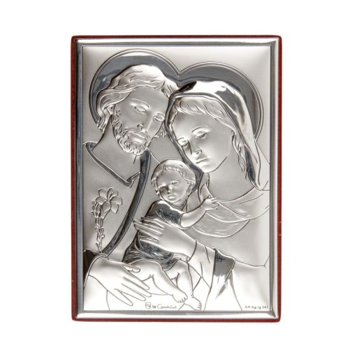 Support à poser ou suspendre H. 11 x 8 cm, décor en plaque laminée argentée.