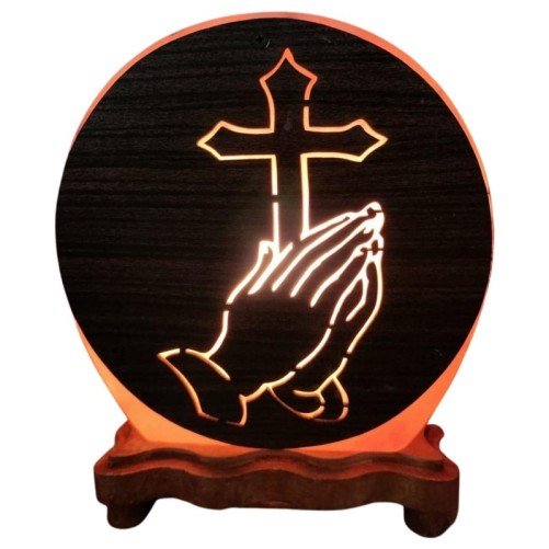 Lampe sel de l´Himalaya forme ronde Ø 15 cm, decor 3D, livree en boitee avec cordon et ampoule. Plusieurs saints