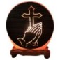 Lampe sel de l´Himalaya forme ronde Ø 15 cm, decor 3D, livree en boitee avec cordon et ampoule. Plusieurs saints