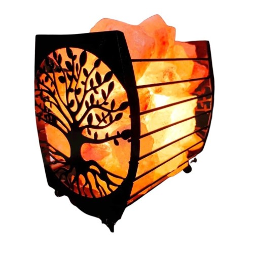 Lampe de sel de l´Himalaya en morceaux dans panier H. 9 cm L. 8 cm Poids 2 kg, livree en boite avec cordon et ampoule