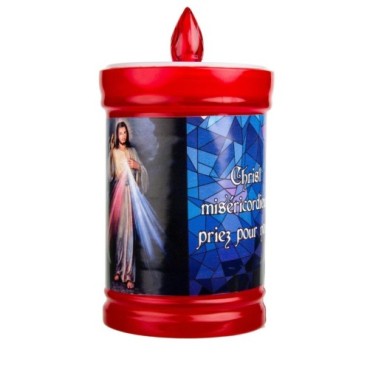 Lumignons a piles hauteur 10 cm duree 60 jours couleur rouge avec image du saint.