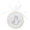 Médaille de berceau, plaque laminée Ø 6.5 cm avec ruban blanc. Livrée en boite. Plusieurs modèles.