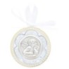 Médaille de berceau, plaque laminée Ø 6.5 cm avec ruban blanc. Livrée en boite. Plusieurs modèles.