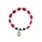 Bracelet sur élastique pour enfant, grains coccinelle 6 x 8 mm avec médaille V Miraculeuse.
