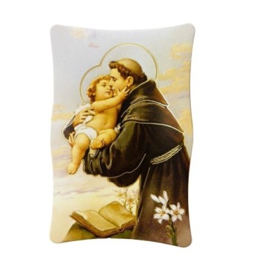 Cadre en bois a suspendre ou a poser H. 11 x 7 cm avec image, plusieurs saints.