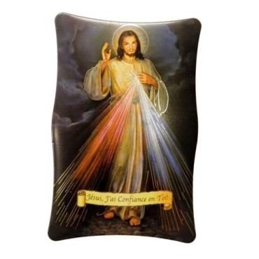 Cadre en bois a suspendre ou a poser H. 11 x 7 cm avec image, plusieurs saints.