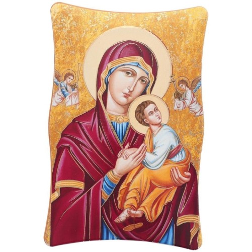 Cadre en bois a suspendre ou a poser H. 11 x 7 cm avec image collee, plusieurs saints.