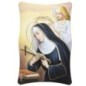 Cadre en bois a suspendre ou a poser H. 11 x 7 cm avec image collee, plusieurs saints.