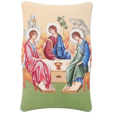 Cadre en bois a suspendre ou a poser H. 11 x 7 cm avec image, plusieurs saints.