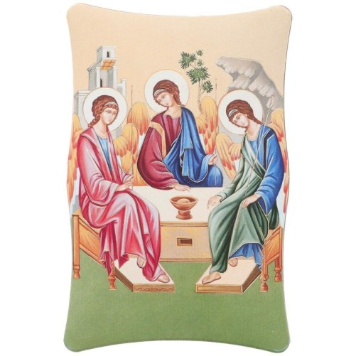 Cadre en bois a suspendre ou a poser H. 11 x 7 cm avec image collee, plusieurs saints.