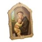 Cadre en bois a suspendre avec liseret dore H. 14 x 10,5 cm  image collee, plusieurs saints.