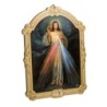 Cadre en bois a suspendre avec liseret dore H. 14 x 10,5 cm  image collee, plusieurs saints.