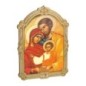 Cadre en bois a suspendre avec liseret dore H. 14 x 10,5 cm  image collee, plusieurs saints.