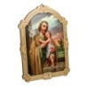 Cadre en bois a suspendre avec liseret dore H. 14 x 10,5 cm  image collee, plusieurs saints.