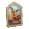 Cadre en bois a suspendre avec liseret dore H. 14 x 10,5 cm  image collee, plusieurs saints.