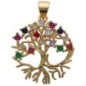 Pendentif de l arbre de vie de couleur dore avec pierres OZ de différentes couleurs. H 2 cm. VENDU PAR LOT DE 5
