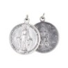 Médaille de porte en métal couleur argentée de la Vierge Miraculeuse Ø 4,5 cm inscription en Français