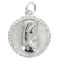 Pendentif rond laiton couleur argentée de la Vierge Ø 2 cm avec pierres OZ.