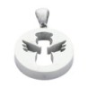 Pendentif ange couleur argentée en acier inoxydable H. 2 cm.
