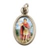 Médaille métal couleur dorée ovale H. 2,5 cm avec résine, plusieurs saints.