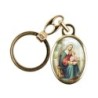 Porte-cles en metal couleur doree H. 3,8 cm avec resine couleur des saints.