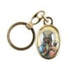 Porte-cles en metal couleur doree H. 3,8 cm avec resine couleur des saints.