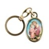 Porte-cles en metal couleur doree H. 3,8 cm avec resine couleur des saints.