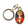 Porte-cles en metal couleur doree H. 3,8 cm avec resine couleur des saints.
