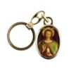 Porte-cles en metal couleur doree H. 3,8 cm avec resine couleur des saints.