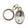 Porte-cles en metal couleur doree H. 3,8 cm avec resine couleur des saints.