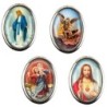 Plaque auto forme ovale H. 3,8 cm en metal avec resine, plusieurs saints.