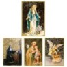 Cadre en bois à suspendre, finition feuille d’or – H. 15 x 10 cm, image collée, plusieurs saints.