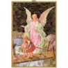 Cadre en bois à suspendre, finition feuille d’or – H. 15 x 10 cm, image collée, plusieurs saints.