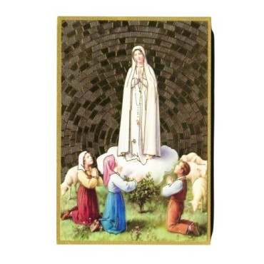 Cadre en bois à suspendre, finition feuille d’or – H. 15 x 10 cm, image collée, plusieurs saints.