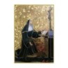 Cadre en bois à suspendre, finition feuille d’or – H. 15 x 10 cm, image collée, plusieurs saints.