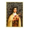 Cadre en bois à suspendre, finition feuille d’or – H. 15 x 10 cm, image collée, plusieurs saints.