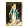 Cadre en bois à suspendre, finition feuille d’or – H. 15 x 10 cm, image collée, plusieurs saints.