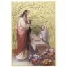 Cadre en bois à suspendre, finition feuille d’or – H. 15 x 10 cm, image collée, plusieurs saints.